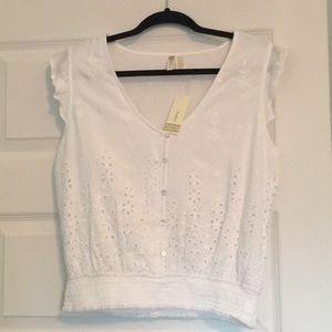 White Top with Floral Detail